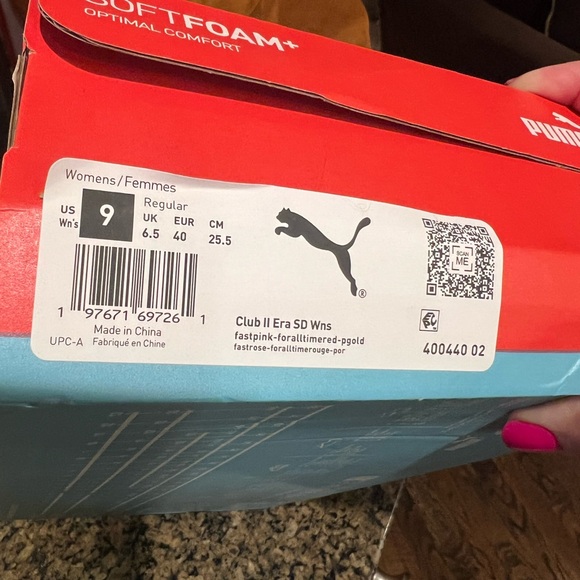 Puma Vibrant Pink Suede Shoes with Red Stripe - Picture 7 of 7